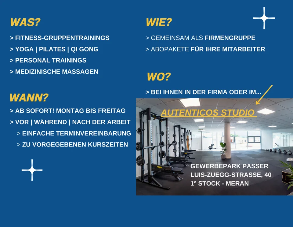 Corporate fitness offer – Autenticos Merano